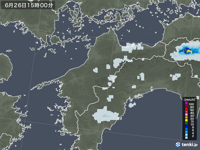 愛媛県の雨雲レーダー(2020年06月26日)