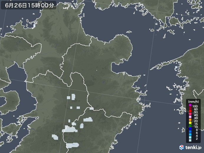 大分県の雨雲レーダー(2020年06月26日)