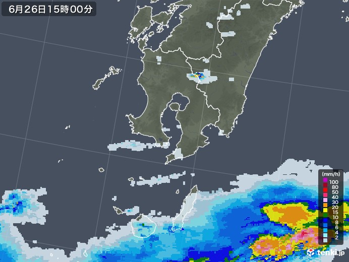 鹿児島県の雨雲レーダー(2020年06月26日)