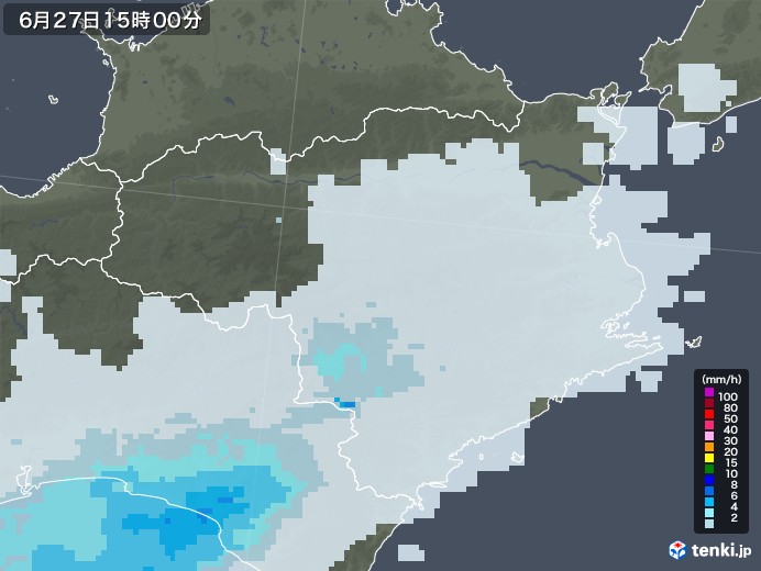 徳島県の雨雲レーダー(2020年06月27日)