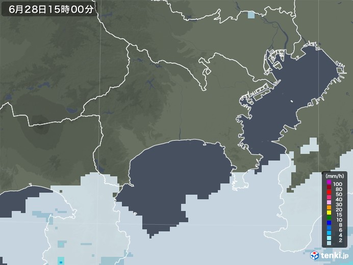 神奈川県の雨雲レーダー(2020年06月28日)