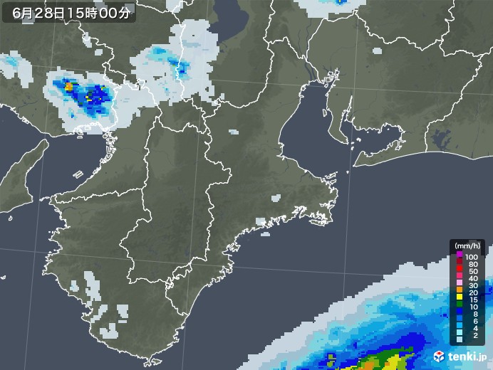 三重県の雨雲レーダー(2020年06月28日)