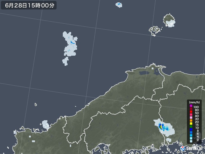 島根県の雨雲レーダー(2020年06月28日)