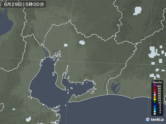 愛知県の雨雲レーダー(2020年06月29日)