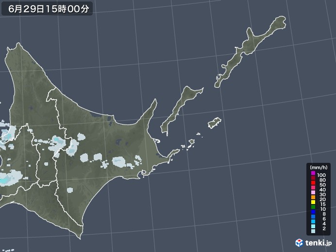 道東の雨雲レーダー(2020年06月29日)