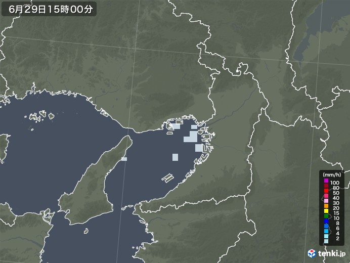 大阪府の雨雲レーダー(2020年06月29日)