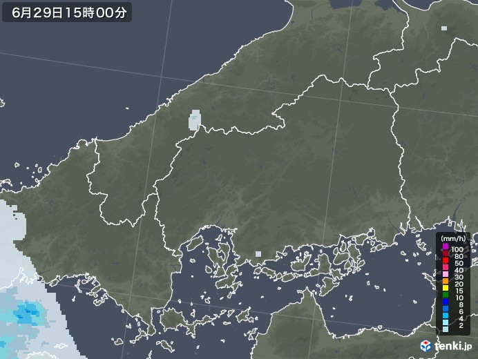 広島県の雨雲レーダー(2020年06月29日)
