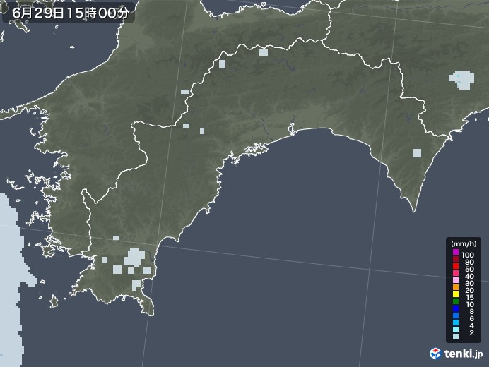 高知県の雨雲レーダー(2020年06月29日)