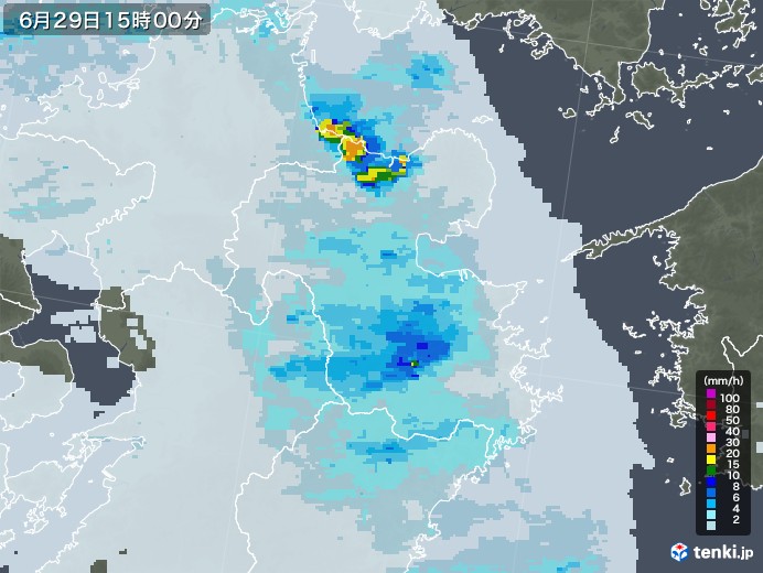 大分県の雨雲レーダー(2020年06月29日)