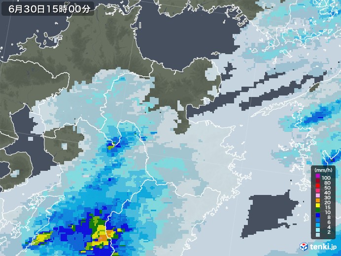 大分県の雨雲レーダー(2020年06月30日)