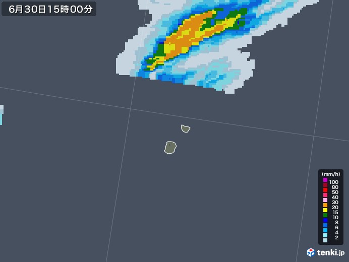 南大東島(沖縄県)の雨雲レーダー(2020年06月30日)