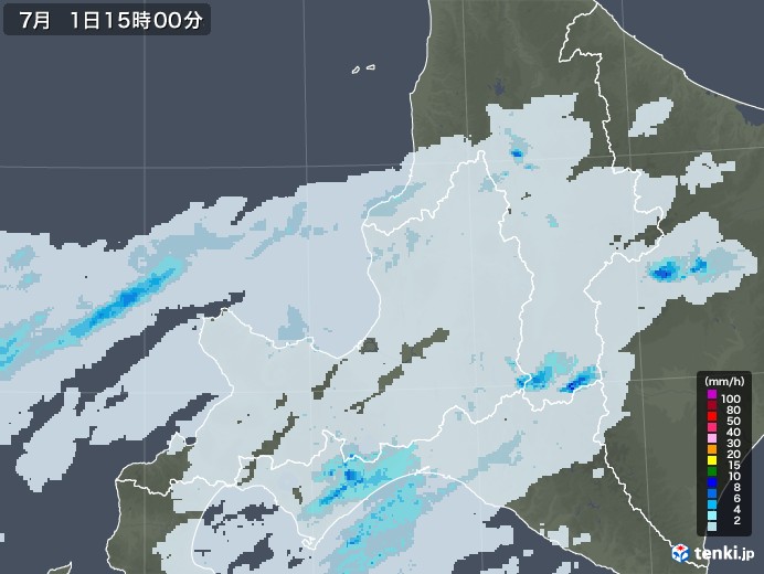 道央の雨雲レーダー(2020年07月01日)