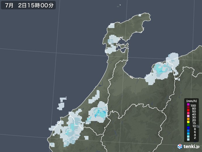 石川県の雨雲レーダー(2020年07月02日)