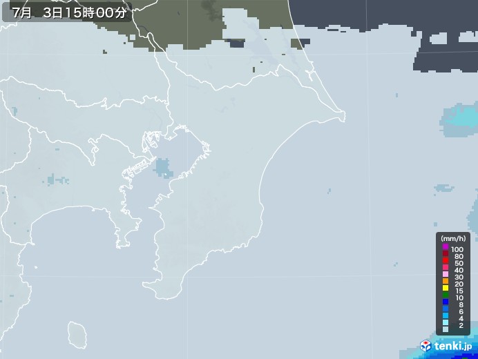 千葉県の雨雲レーダー(2020年07月03日)