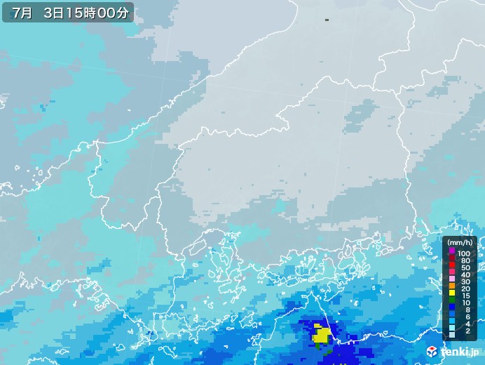 広島県の雨雲レーダー(2020年07月03日)