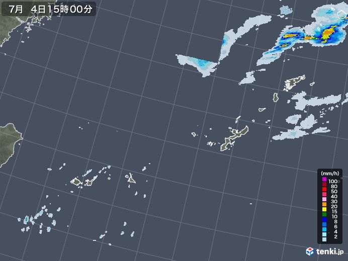 沖縄地方の雨雲レーダー(2020年07月04日)