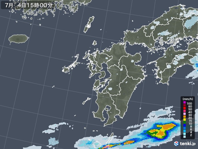 九州地方の過去の雨雲レーダー 年07月04日 日本気象協会 Tenki Jp