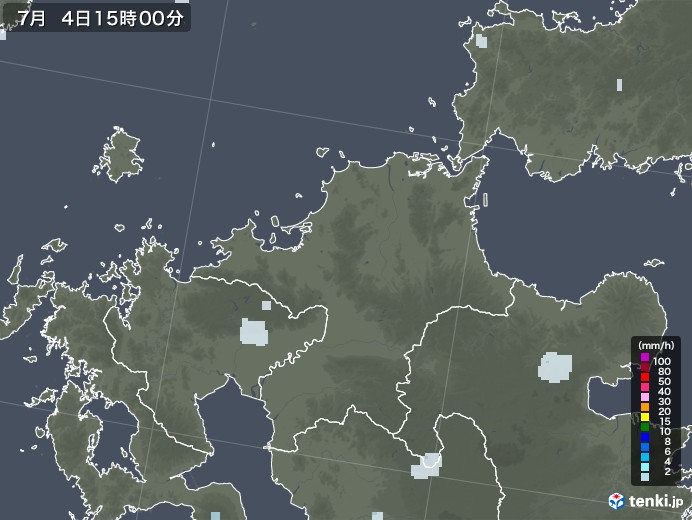 福岡県の雨雲レーダー(2020年07月04日)