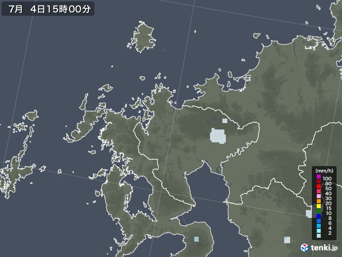 佐賀県の雨雲レーダー(2020年07月04日)