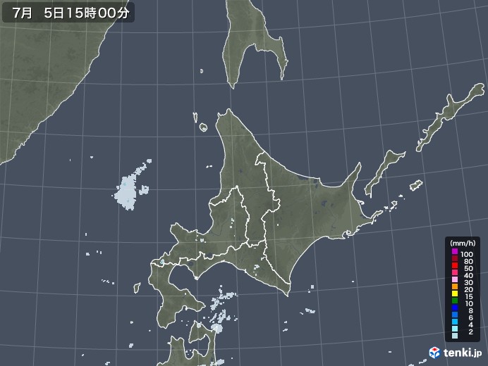 北海道地方の雨雲レーダー(2020年07月05日)