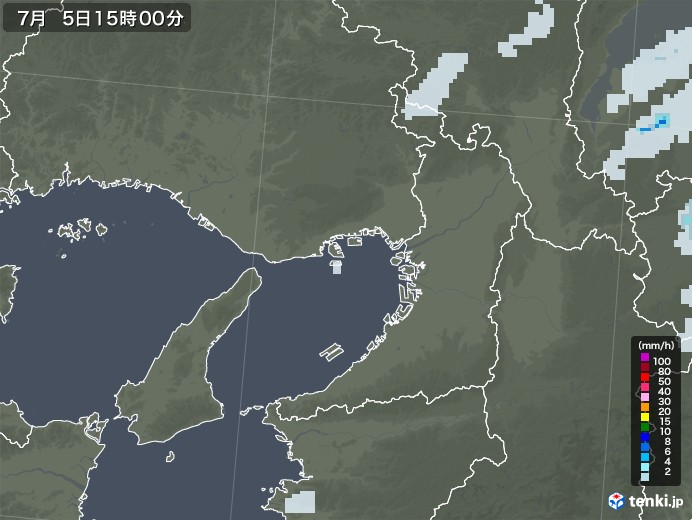 大阪府の雨雲レーダー(2020年07月05日)