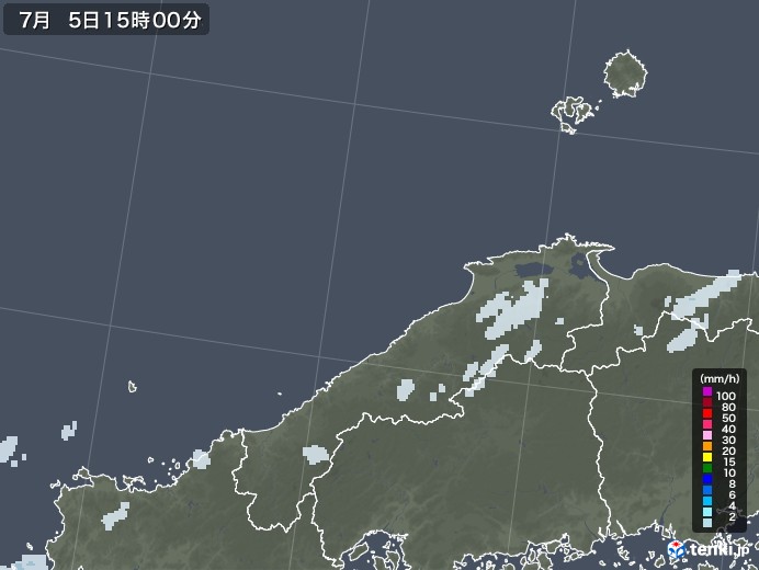 島根県の雨雲レーダー(2020年07月05日)