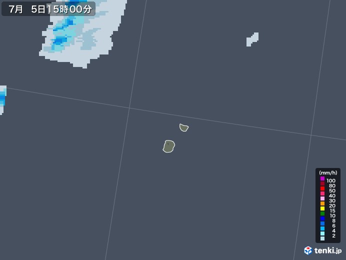 南大東島(沖縄県)の雨雲レーダー(2020年07月05日)