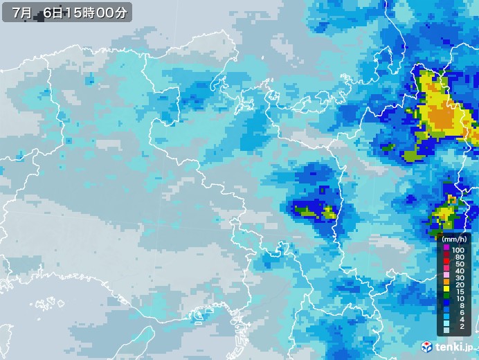 京都府の雨雲レーダー(2020年07月06日)