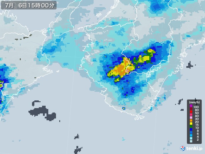 和歌山県の雨雲レーダー(2020年07月06日)