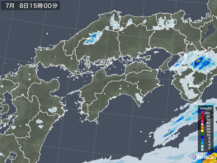 四国地方の雨雲レーダー(2020年07月08日)