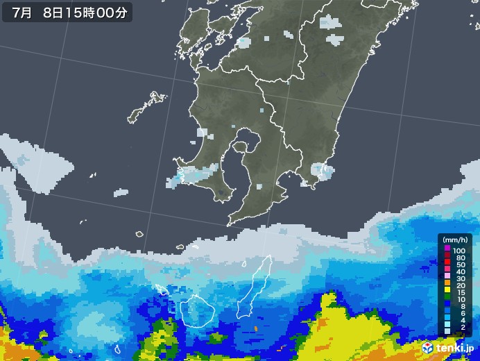 鹿児島県の雨雲レーダー(2020年07月08日)