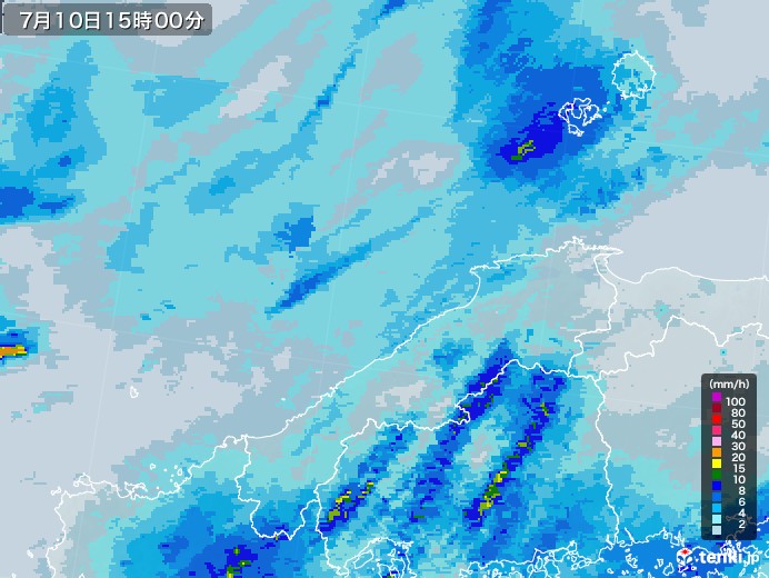 島根県の雨雲レーダー(2020年07月10日)