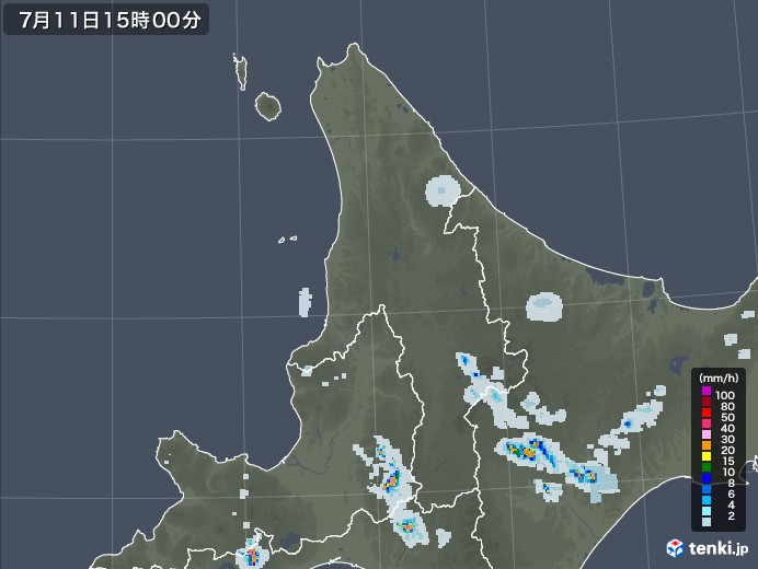 道北の雨雲レーダー(2020年07月11日)