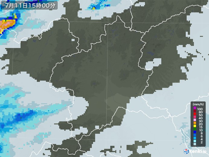 群馬県の雨雲レーダー(2020年07月11日)