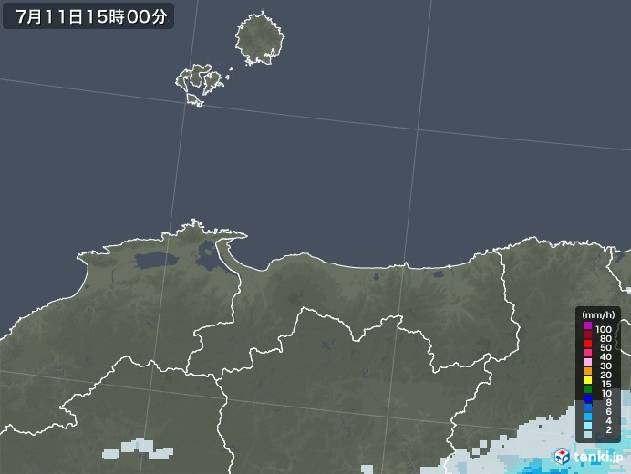 鳥取県の雨雲レーダー(2020年07月11日)