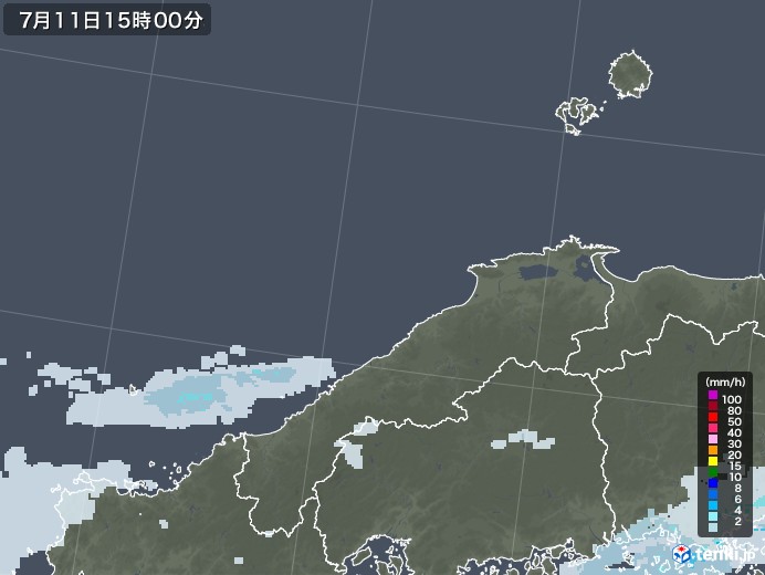 島根県の雨雲レーダー(2020年07月11日)