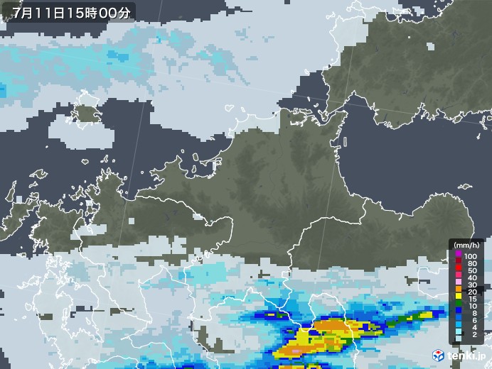 福岡県の雨雲レーダー(2020年07月11日)