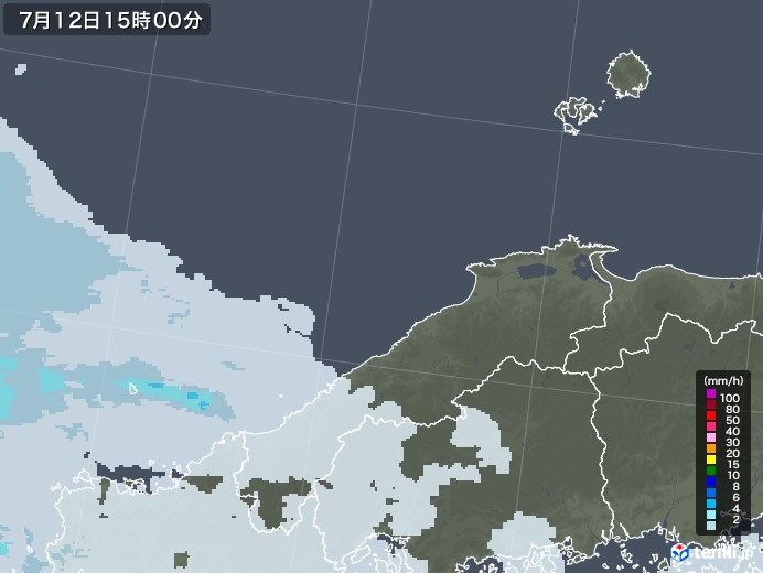 島根県の雨雲レーダー(2020年07月12日)
