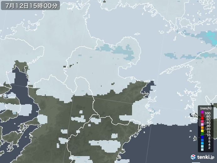 大分県の雨雲レーダー(2020年07月12日)