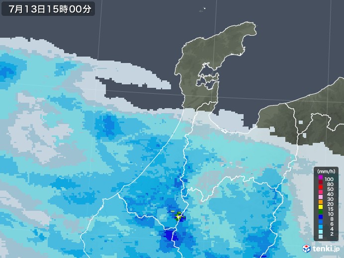 石川県の雨雲レーダー(2020年07月13日)