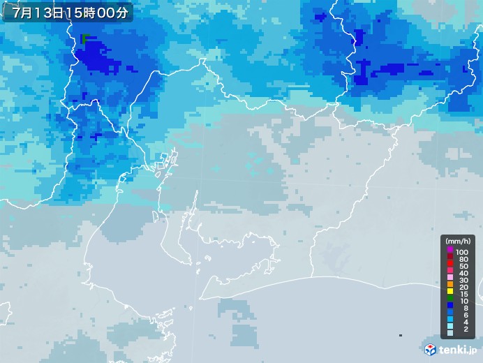 愛知県の雨雲レーダー(2020年07月13日)