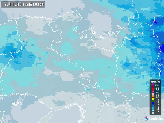 京都府の雨雲レーダー(2020年07月13日)