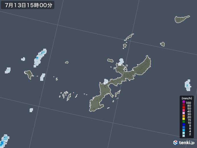 沖縄県の雨雲レーダー(2020年07月13日)
