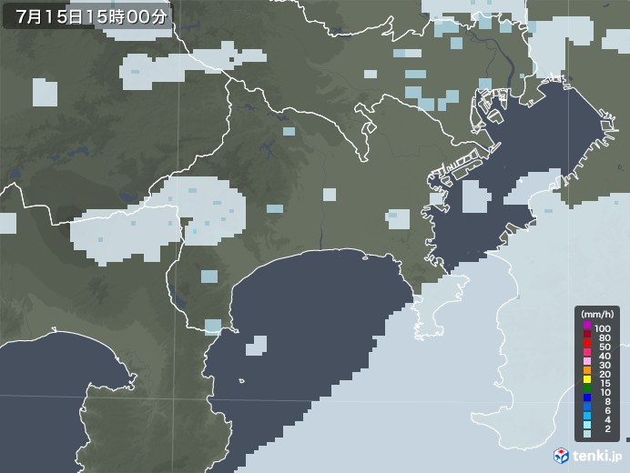神奈川県の雨雲レーダー(2020年07月15日)
