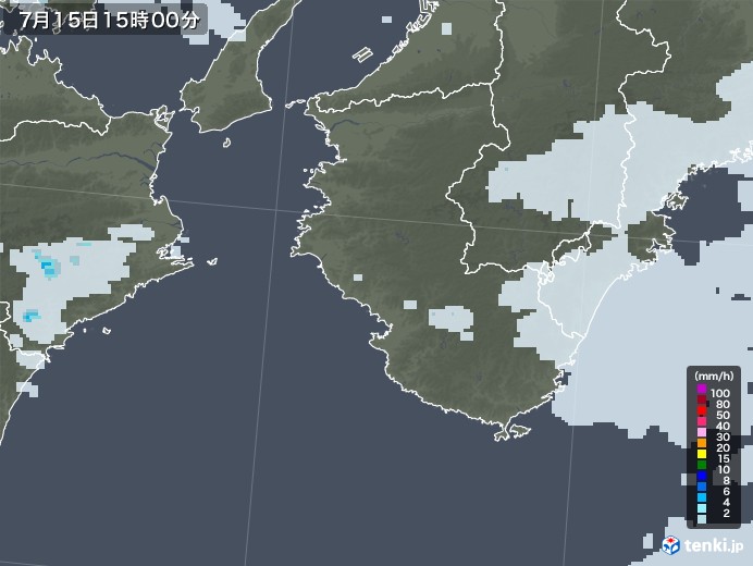 和歌山県の雨雲レーダー(2020年07月15日)