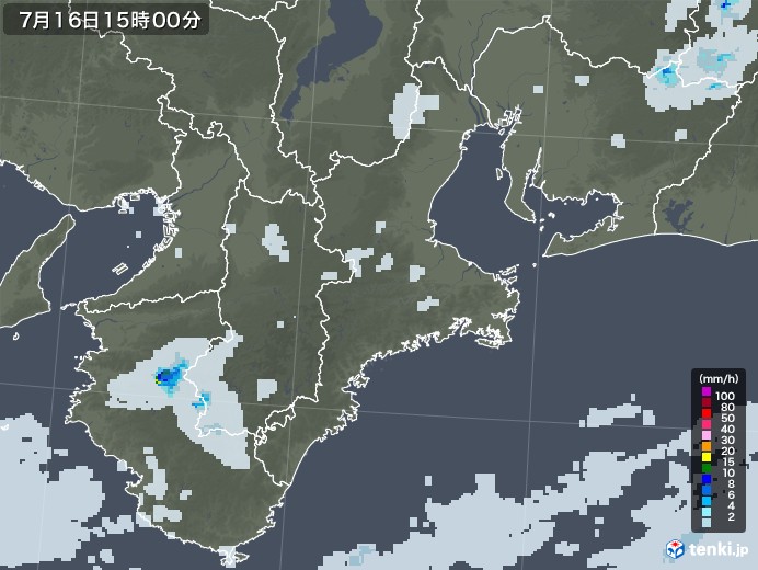 三重県の雨雲レーダー(2020年07月16日)