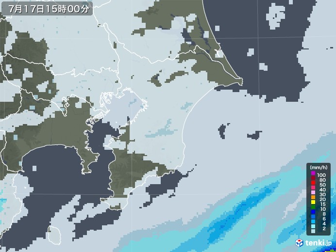 千葉県の雨雲レーダー(2020年07月17日)
