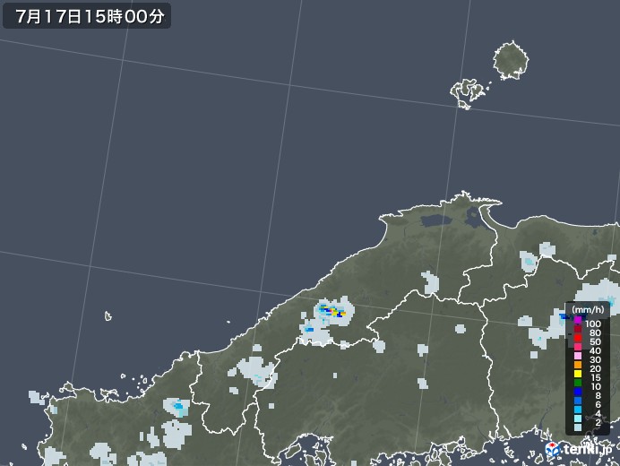 島根県の雨雲レーダー(2020年07月17日)