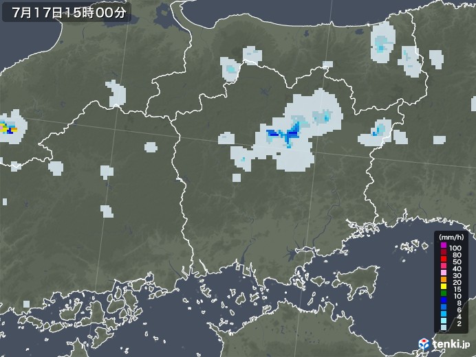岡山県の雨雲レーダー(2020年07月17日)