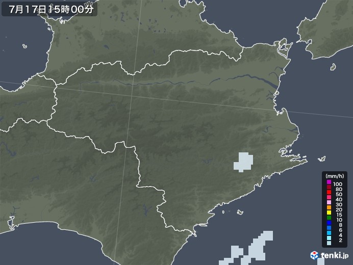 徳島県の雨雲レーダー(2020年07月17日)